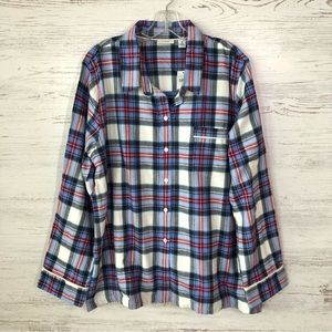 NWT L.L. BEAN Flannel Plaid Long Sleeve Sleep Shirt XL